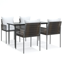 vidaXL Juego comedor jardín 5 piezas y cojines ratán sintético y acero