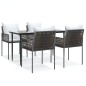 vidaXL Juego comedor jardín 5 piezas y cojines ratán sintético y acero vidaXL Juego comedor jardín 5 piezas y cojines ratán sintético y acero