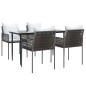 vidaXL Juego comedor jardín 5 piezas y cojines ratán sintético y acero vidaXL Juego comedor jardín 5 piezas y cojines ratán sintético y acero