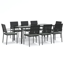 vidaXL Juego comedor jardín 9 piezas y cojines ratán sintético y acero
