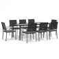 vidaXL Juego comedor jardín 9 piezas y cojines ratán sintético y acero vidaXL Juego comedor jardín 9 piezas y cojines ratán sintético y acero