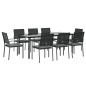 vidaXL Juego comedor jardín 9 piezas y cojines ratán sintético y acero vidaXL Juego comedor jardín 9 piezas y cojines ratán sintético y acero