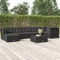 vidaXL Set de muebles de jardín y cojines 7 pzas ratán sintético negro