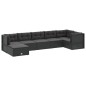 vidaXL Set de muebles de jardín y cojines 7 pzas ratán sintético negro