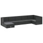 vidaXL Set de muebles de jardín y cojines 7 pzas ratán sintético negro