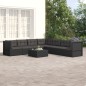 vidaXL Set de muebles de jardín y cojines 7 pzas ratán sintético negro