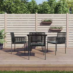vidaXL Set comedor jardín 5 pzas y cojines acero ratán sintético negro