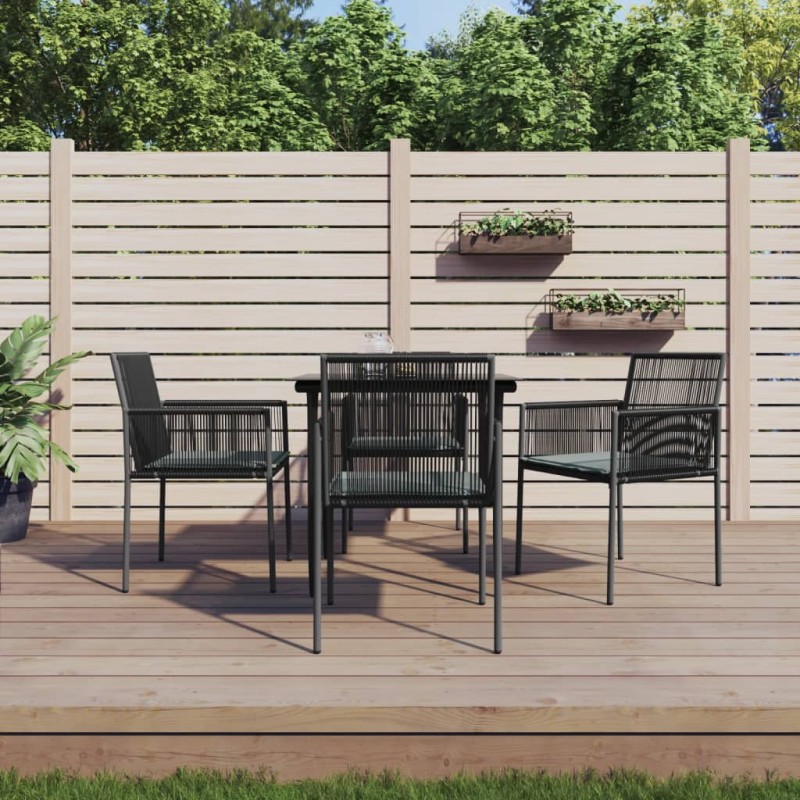 vidaXL Set comedor jardín 5 pzas y cojines acero ratán sintético negro vidaXL Set comedor jardín 5 pzas y cojines acero ratán sintético negro