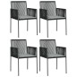 vidaXL Set comedor jardín 5 pzas y cojines acero ratán sintético negro vidaXL Set comedor jardín 5 pzas y cojines acero ratán sintético negro