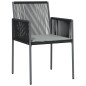 vidaXL Set comedor jardín 5 pzas y cojines acero ratán sintético negro vidaXL Set comedor jardín 5 pzas y cojines acero ratán sintético negro