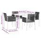 vidaXL Set comedor jardín 5 pzas y cojines acero ratán sintético negro vidaXL Set comedor jardín 5 pzas y cojines acero ratán sintético negro