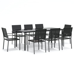 vidaXL Juego de comedor para jardín 9 piezas ratán sintético y acero
