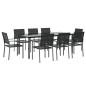 vidaXL Juego de comedor para jardín 9 piezas ratán sintético y acero