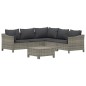 vidaXL Set de muebles de jardín 6 pzas y cojines ratán sintético gris vidaXL Set de muebles de jardín 6 pzas y cojines ratán sintético gris