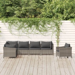 vidaXL Set de muebles de jardín 7 pzas y cojines ratán sintético gris