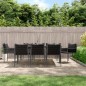 vidaXL Juego comedor jardín 9 piezas y cojines ratán sintético y acero vidaXL Juego comedor jardín 9 piezas y cojines ratán sintético y acero