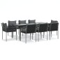 vidaXL Juego comedor jardín 9 piezas y cojines ratán sintético y acero vidaXL Juego comedor jardín 9 piezas y cojines ratán sintético y acero