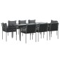 vidaXL Juego comedor jardín 9 piezas y cojines ratán sintético y acero vidaXL Juego comedor jardín 9 piezas y cojines ratán sintético y acero