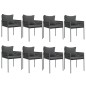 vidaXL Juego comedor jardín 9 piezas y cojines ratán sintético y acero vidaXL Juego comedor jardín 9 piezas y cojines ratán sintético y acero
