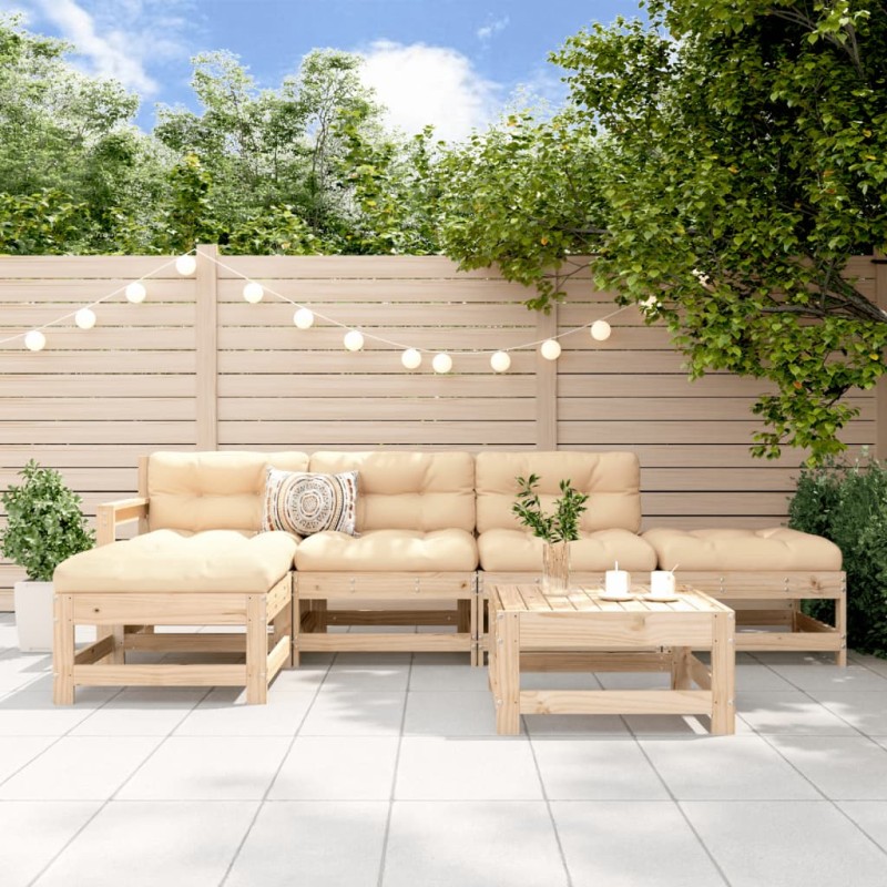 vidaXL Juego de muebles de jardín 6 piezas madera maciza de pino vidaXL Juego de muebles de jardín 6 piezas madera maciza de pino