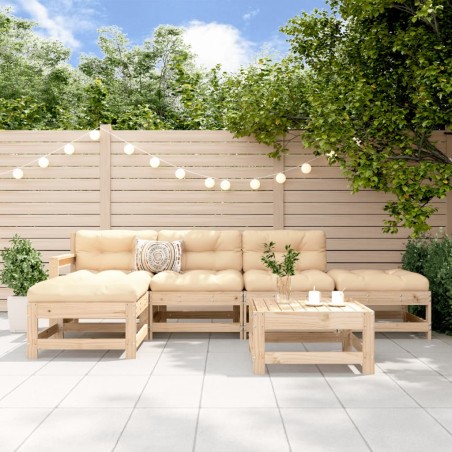 vidaXL Juego de muebles de jardín 6 piezas madera maciza de pino