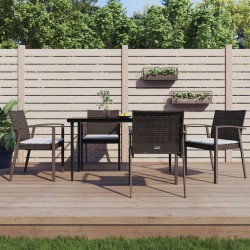 vidaXL Juego comedor jardín 5 piezas y cojines ratán sintético y acero