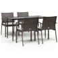 vidaXL Juego comedor jardín 5 piezas y cojines ratán sintético y acero vidaXL Juego comedor jardín 5 piezas y cojines ratán sintético y acero
