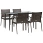vidaXL Juego comedor jardín 5 piezas y cojines ratán sintético y acero vidaXL Juego comedor jardín 5 piezas y cojines ratán sintético y acero