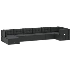 vidaXL Set de muebles de jardín 8 pzas y cojines ratán sintético negro