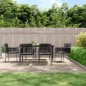 vidaXL Set comedor jardín 7 pzas y cojines acero ratán sintético negro