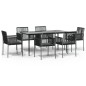vidaXL Set comedor jardín 7 pzas y cojines acero ratán sintético negro