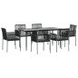 vidaXL Set comedor jardín 7 pzas y cojines acero ratán sintético negro