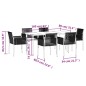 vidaXL Set comedor jardín 7 pzas y cojines acero ratán sintético negro