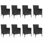 vidaXL Set de comedor de jardín 9 pzas y cojines ratán sintético negro