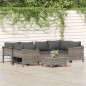 vidaXL Set de muebles de jardín 7 pzas y cojines ratán sintético gris vidaXL Set de muebles de jardín 7 pzas y cojines ratán sintético gris