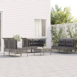vidaXL Set de muebles de jardín 7 pzas y cojines ratán sintético gris