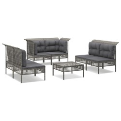 vidaXL Set de muebles de jardín 7 pzas y cojines ratán sintético gris