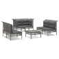 vidaXL Set de muebles de jardín 7 pzas y cojines ratán sintético gris vidaXL Set de muebles de jardín 7 pzas y cojines ratán sintético gris