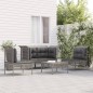vidaXL Set de muebles de jardín 5 pzas y cojines ratán sintético gris vidaXL Set de muebles de jardín 5 pzas y cojines ratán sintético gris