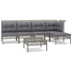 vidaXL Set de muebles de jardín 6 pzas y cojines ratán sintético gris