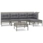 vidaXL Set de muebles de jardín 6 pzas y cojines ratán sintético gris vidaXL Set de muebles de jardín 6 pzas y cojines ratán sintético gris