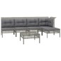 vidaXL Set de muebles de jardín 6 pzas y cojines ratán sintético gris vidaXL Set de muebles de jardín 6 pzas y cojines ratán sintético gris