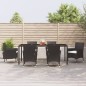 vidaXL Set de comedor de jardín 7 pzas y cojines ratán sintético negro vidaXL Set de comedor de jardín 7 pzas y cojines ratán sintético negro