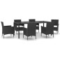 vidaXL Set de comedor de jardín 7 pzas y cojines ratán sintético negro vidaXL Set de comedor de jardín 7 pzas y cojines ratán sintético negro