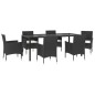 vidaXL Set de comedor de jardín 7 pzas y cojines ratán sintético negro vidaXL Set de comedor de jardín 7 pzas y cojines ratán sintético negro