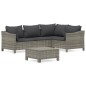 vidaXL Set de muebles de jardín 5 pzas y cojines ratán sintético gris vidaXL Set de muebles de jardín 5 pzas y cojines ratán sintético gris