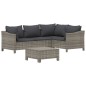 vidaXL Set de muebles de jardín 5 pzas y cojines ratán sintético gris vidaXL Set de muebles de jardín 5 pzas y cojines ratán sintético gris