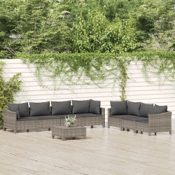 vidaXL Set de muebles de jardín 8 pzas y cojines ratán sintético gris
