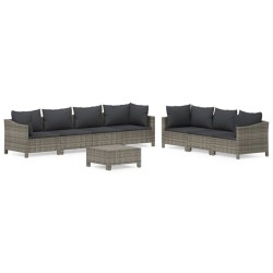 vidaXL Set de muebles de jardín 8 pzas y cojines ratán sintético gris