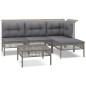 vidaXL Set de muebles de jardín 5 pzas y cojines ratán sintético gris
